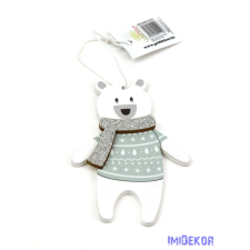  Akasztós fa maci figura sállal 7x10cm karácsonyfadísz