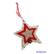  Akasztós filccsillag kötött középpel -Fehér dekorációs kellék