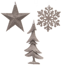  Akasztós karácsonyi dísz glitteres világos rózsaszín 10-15cm karácsonyfadísz