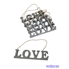  Akasztós LOVE felirat 6db/csomag - Szürke dekorációs kellék