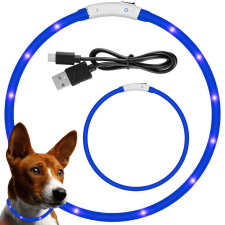  Akkumulátoros LED szilikon nyakörv 41-47cm - kék nyakörv, póráz, hám kutyáknak