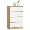 Akord Akord Furniture Factory K60 4 fiókos szobakomód - 60cm, Dió Artisan-Fehér, modern stílusú, laminált bútorlap, ABS szegélyezéssel, önösszeszerelés, szalonkomód, lakberendezési elem