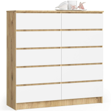 AKORD Furniture Factory 10 fiókos komód P121_120 - tölgy/fehér bútor