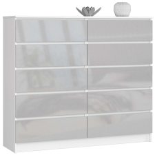AKORD Furniture Factory 10 fiókos komód P121_138 - fehér/fényes szürke bútor