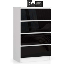 AKORD Furniture Factory 4 fiókos komód P99_60 - fehér/fekete fényes bútor