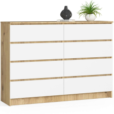AKORD Furniture Factory 8 fiókos komód P99_138 - tölgy/fehér bútor