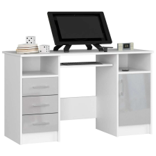 AKORD Furniture Factory Ana Íróasztal Fehér / Metál Magasfényű íróasztal