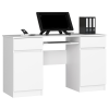 Akord Furniture Factory CLP Fehér Íróasztal A5 - 135x77x50 cm, 2 Fiókkal, 2 Ajtóval, Laminalt Lemez, ABS Szélű, Kihúzható Billentyűzetpolc, Összeszerelendő