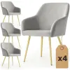  AKORD Furniture Factory ESTELLE Étkezőszék Welur Szürke Arany Lábakkal
