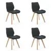 AKORD Furniture Factory Fekete Étkező Székek Szett - Bukfa Lábak, Kereszttartós Székkeret, Anyag Takaró, 4 db-os Készlet - Kompakt és Tartós Bútor a Modern Étkezőkbe