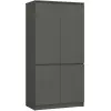 AKORD Furniture Factory - Grafit Szürke Szekrény S90 4D CLP, Modern Álló Bútor, Laminált Lemezből, 180x90x51 cm, 4 Mat Ajtóval és Polccal, Összeszerelhető