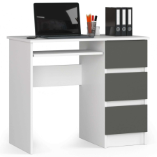 AKORD Furniture Factory Jobbkezes számítógépasztal 3 fiókkal P77_90 - fehér/grafitszürke íróasztal