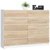 Akord Furniture Factory - K160 Stílusos CLP Komód, 10 Fiókos, Fehér és Sonoma Tölgy Dekor, 160 cm széles, Laminált Lappal, ABS Szegéllyel, Önösszeszerelés, Blokkolható Fiókokkal