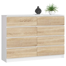 AKORD Furniture Factory Komód K140 8f Clp Fehér / Sonoma bútor