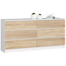 AKORD Furniture Factory Komód K160 6f Clp Fehér / Sonoma bútor
