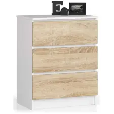 AKORD Furniture Factory Komód K60 3fi Clp Fehér / Sonoma bútor