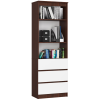  Akord Furniture Factory Modern Szolgáltatási Polcrendszer 3 Fiókos és 2 Ajtós, Laminált Lemez, Wenge/Fehér, 60 cm, CLP Bútorok, Matt Frontokkal, Összeszerelési Készlet