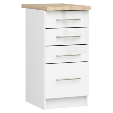 AKORD Furniture Factory OLIVIA Fiókos Konyhaszekrény munkalappal P85_40 - fényes fehér bútor