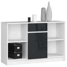 AKORD Furniture Factory Polcos komód P77_120 - fehér/fényes grafitszürke bútor