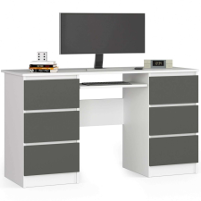 AKORD Furniture Factory Számítógépasztal 6 fiókkal P77_135 - fehér/grafitszürke íróasztal