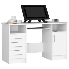 AKORD Furniture Factory Számítógépasztal, fiókkal és polccal P124 - fehér íróasztal