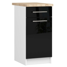 AKORD Furniture Factory Szekrény olivia s40 sz1 + felső fehér / fényes fekete bútor