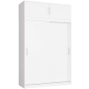 AKORD Furniture Factory Tolóajtós Szekrény Felső Résszel 150cm Clp Fehér Mono