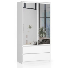 Akord Furniture Gardróbszekrény tükörrel + fiókkal - Akord Furniture S90 - fehér bútor