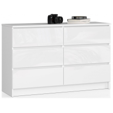 Akord Furniture Komód - Akord Furniture K120-6 - magasfényű fehér bútor