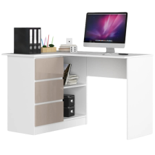 Akord Furniture Sarok íróasztal - Akord Furniture - 124 cm - fehér / magasfényű bézs (bal) íróasztal