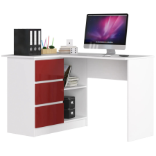 Akord Furniture Sarok íróasztal - Akord Furniture - 124 cm - fehér / magasfényű bordó (bal) íróasztal