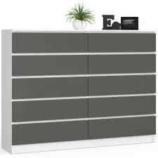 Akord Komód - 10 Fiókos - Fehér/Szürke - 160 cm bútor