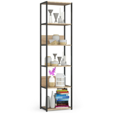 Akord Loft Sonoma Polcos Fém Állvány Fekete/Tölgy 192 cm bútor
