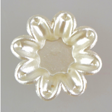  Akril gyöngy virág minta 20 mm - 10 db/cs, gyöngy fehér dekorációs kellék