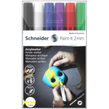  Akril marker készlet, 2 mm, SCHNEIDER &quot;Paint-It 310&quot;, 6 különböző szín filctoll, marker
