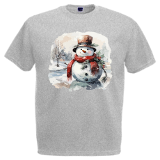  Akvarell Hóember - Karácsonyi Férfi Póló