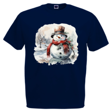  Akvarell Hóember - Karácsonyi Férfi Póló