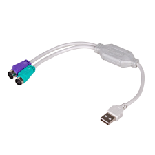Akyga USB-A apa - 2x PS/2 anya Adapter 0.25m - Fehér kábel és adapter