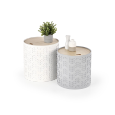 ALBA dohányzóasztal, 2-es szett, szín: természetes/fehér/szürke kerti bútor