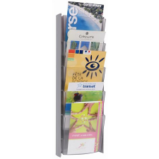 ALBA Katalógustartó, fali, A5, 5 rekeszes, ALBA, ezüst információs tábla, állvány