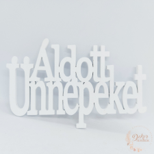  Áldott ünnepeket fa felirat - 21 cm dekorációs kellék