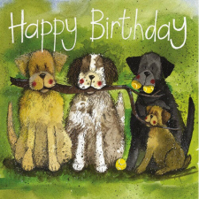 Alex Clark Képeslap Alex Clark borítékkal, 14x14 cm, Kutyusok bottal HBD party kellék