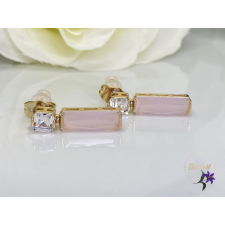  Alexszandra cirkónia antiallergén hosszú fülbevaló 18K - rózsaszín fülbevaló