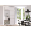 Alfaomega Firenze150 M2 magasított tolóajtós, tükrös gardróbszekrény fehér-fehér