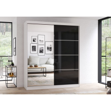 Alfaomega Firenze183 M35 magasfényű ajtó, matt vázas gardróbszekrény fehér-fekete bútor