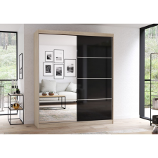 Alfaomega Firenze183 M35 magasfényű ajtó, matt vázas gardróbszekrény tölgy-fekete bútor