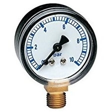 ALIGVAROM Nyomásmérő óra manometer 1/4" alsó rögzítés 0-10 bar hűtés, fűtés szerelvény