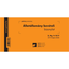 Állatállomány bevételi bizonylat 25x4 lapos tömb 203x102 mm nyomtatvány