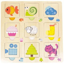  Állatok keretes 9 darabos fa puzzle (00535) puzzle, kirakós