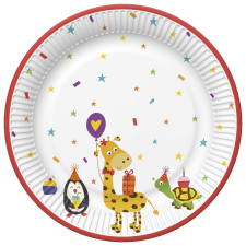 Állatos Cute Party papírtányér 8 db-os 22,7 cm party kellék